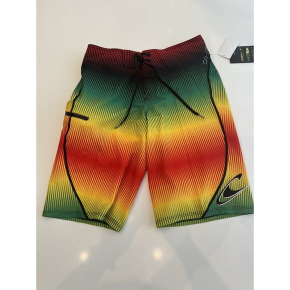 O'Neill Big Kids Size 28 Rasta Multicolor Hyperfreak Board Shorts New Pockets - Picture 1 of 5